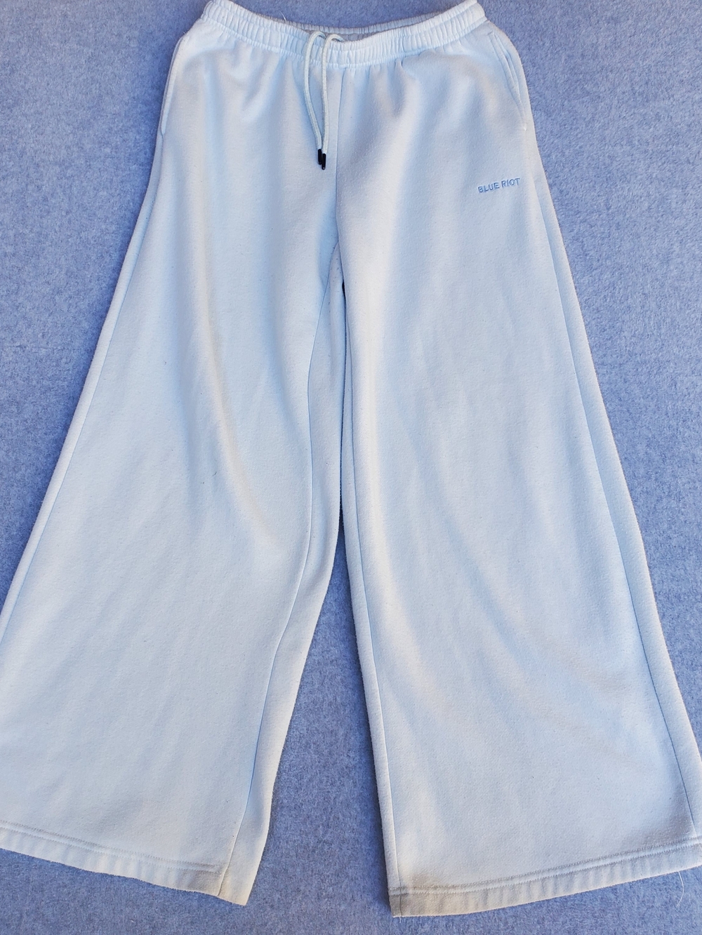 Light Blue Wide-Leg Sweatpants - Women's